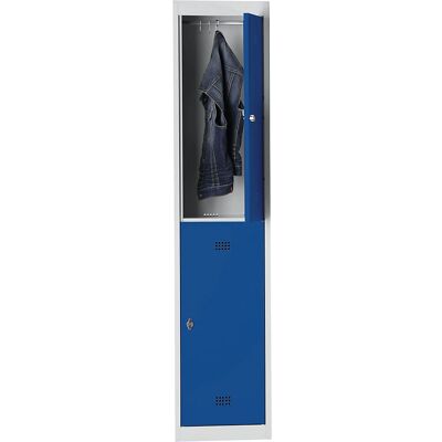 Armadio in acciaio Wolf, 2 scomparti, 840mm, grigio chiaro / blu genziana - Armadio Armadio in acciaio Wolf, 2 scomparti, 840mm, grigio chiaro / blu genziana - Armadio