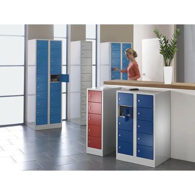Wolf Kleiderschrank mit Fächern - 5/10 Fächer - Stahl, Blau & Grau Wolf Kleiderschrank mit Fächern - 5/10 Fächer - Stahl, Blau & Grau