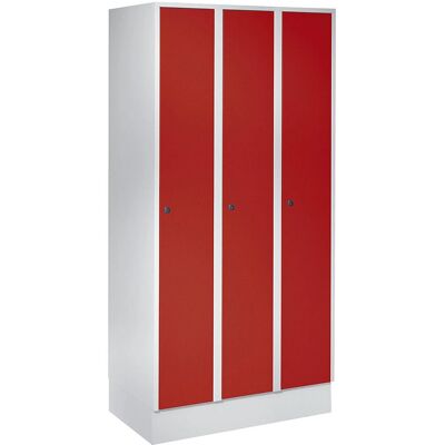 Wolf Armadio spogliatoio - 3 compartimenti, Acciaio, Grigio chiaro e Rosso Wolf Armadio spogliatoio - 3 compartimenti, Acciaio, Grigio chiaro e Rosso