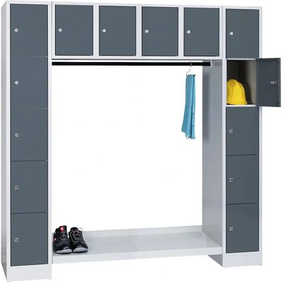 Sistema armadio Wolf - 14 scomparti - Acciaio - Grigio chiaro & Basalto Sistema armadio Wolf - 14 scomparti - Acciaio - Grigio chiaro & Basalto