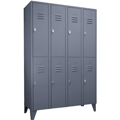 Armadio in acciaio Wolf - Altezza media, porte piene - Grigio-blu RAL 7031 Armadio in acciaio Wolf - Altezza media, porte piene - Grigio-blu RAL 7031