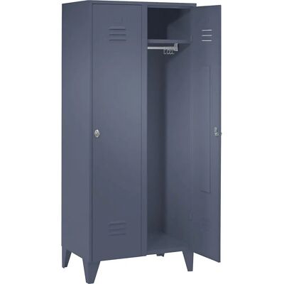 Armadio in acciaio Wolf - 2 scomparti - Grigio-blu Armadio in acciaio Wolf - 2 scomparti - Grigio-blu
