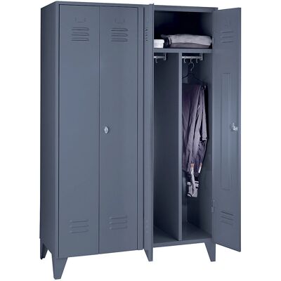 Armadio in acciaio Wolf con gambe, 2 scomparti, grigio azzurro Armadio in acciaio Wolf con gambe, 2 scomparti, grigio azzurro