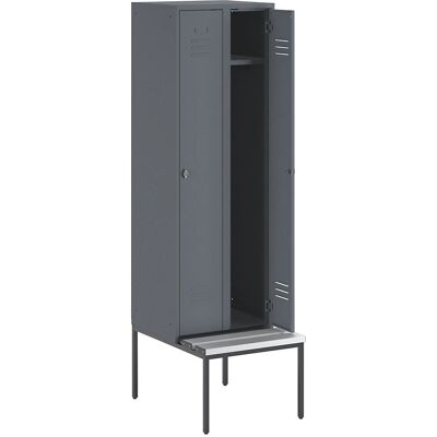 Armadio Wolf con panca - 2 sezioni, grigio blu Armadio Wolf con panca - 2 sezioni, grigio blu