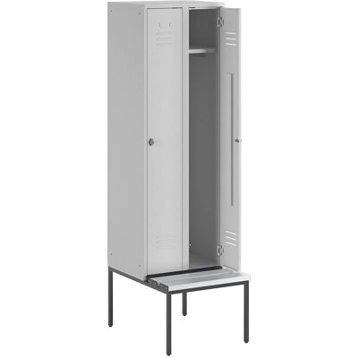 Wolf Armadio con Banco Inferiore - 2 Compartimenti - Grigio Chiaro - Armadio Wolf Armadio con Banco Inferiore - 2 Compartimenti - Grigio Chiaro - Armadio