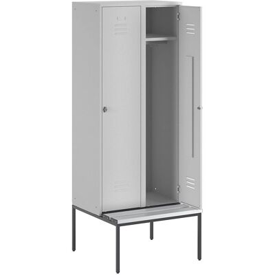 Wolf Armadietto con 2 Scomparti, Grigio Chiaro, Porte in Acciaio Wolf Armadietto con 2 Scomparti, Grigio Chiaro, Porte in Acciaio