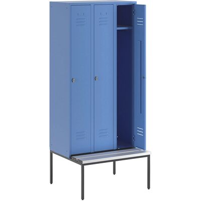 Armadio azzurro chiaro Wolf con panca - 3 scomparti Armadio azzurro chiaro Wolf con panca - 3 scomparti