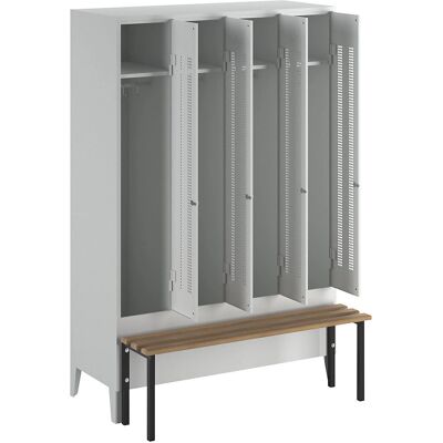 Armadio in acciaio grigio chiaro Wolf con panca - Armadio Armadio in acciaio grigio chiaro Wolf con panca - Armadio