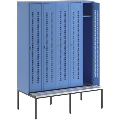 Armadio in acciaio blu chiaro Wolf con panca - Armadio Armadio in acciaio blu chiaro Wolf con panca - Armadio