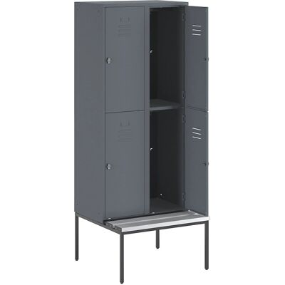 Armadio Berlin Wolf - Acciaio, 4 Scomparti, Grigio Azzurro Armadio Berlin Wolf - Acciaio, 4 Scomparti, Grigio Azzurro