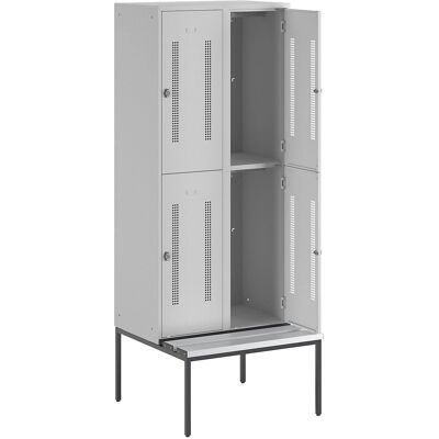 Wolf Armario ropero - Acero, 4 compartimentos, gris claro RAL 7035 Wolf Armario ropero - Acero, 4 compartimentos, gris claro RAL 7035