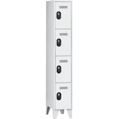 Armario de almacenamiento con llave Wolf - 4 compartimentos - Gris claro Armario de almacenamiento con llave Wolf - 4 compartimentos - Gris claro