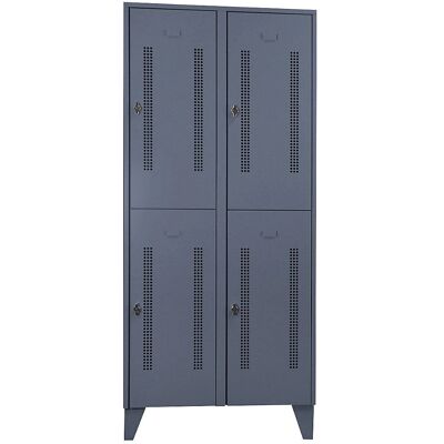 Wolf Stahl-Schrank mit 4 Fächern - Blau-Grau RAL 7031 Wolf Stahl-Schrank mit 4 Fächern - Blau-Grau RAL 7031