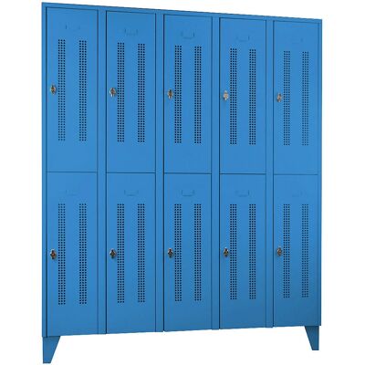 Armadio in acciaio Wolf - 10 scomparti, porte perforate - Azzurro chiaro Armadio in acciaio Wolf - 10 scomparti, porte perforate - Azzurro chiaro