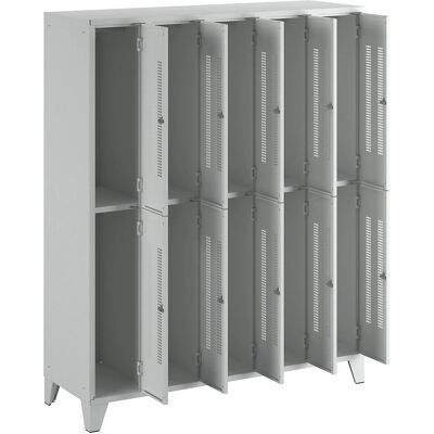 Armario estrecho de acero Wolf - 10 compartimentos - Puertas ventiladas Armario estrecho de acero Wolf - 10 compartimentos - Puertas ventiladas