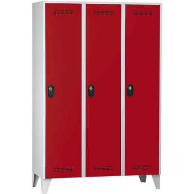 Armadio Wolf - Acciaio, Grigio chiaro / Rosso vivo, 1700mm, 3 scomparti Armadio Wolf - Acciaio, Grigio chiaro / Rosso vivo, 1700mm, 3 scomparti