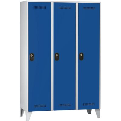 Armadio Wolf, 3 Sezioni, Grigio Chiaro / Blu Genziana - Armadio Armadio Wolf, 3 Sezioni, Grigio Chiaro / Blu Genziana - Armadio