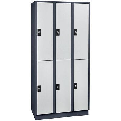 Armario guardarropa Wolf - 6 compartimentos - Acero - 900mm de ancho - Antracita / Gris claro Armario guardarropa Wolf - 6 compartimentos - Acero - 900mm de ancho - Antracita / Gris claro