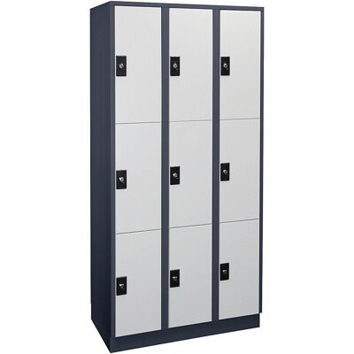 Wolf Schließbarer Fächer-Schrank - Lager, Stahl, 3 Fächer Wolf Schließbarer Fächer-Schrank - Lager, Stahl, 3 Fächer