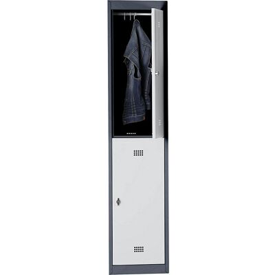 Armario de acero Wolf - 2 compartimentos, altura 840mm, gris Armario de acero Wolf - 2 compartimentos, altura 840mm, gris