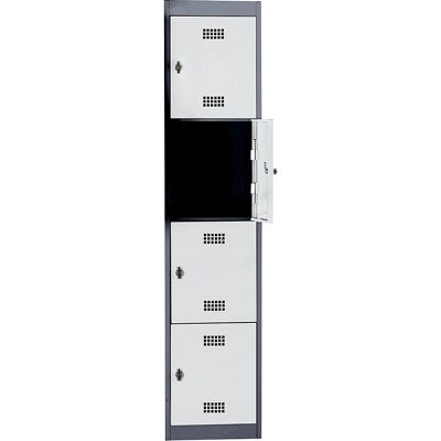 Wolf Stahl-Schrank, schmal, 4 Fächer, 410mm hoch Wolf Stahl-Schrank, schmal, 4 Fächer, 410mm hoch