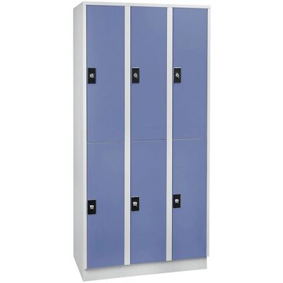 Armario de vestuario azul paloma / gris claro - 6 compartimentos - Armario de vestuario Armario de vestuario azul paloma / gris claro - 6 compartimentos - Armario de vestuario