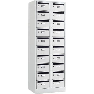 Armadio per distribuzione posta Wolf - 20 scomparti, Grigio chiaro RAL 7035 Armadio per distribuzione posta Wolf - 20 scomparti, Grigio chiaro RAL 7035