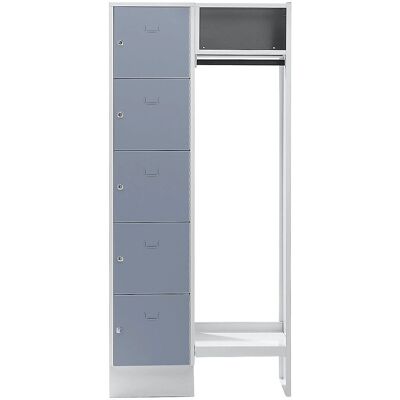 Sistema de armario con cerradura Wolf - 5 compartimentos, 5 perchas, ancho 850mm Sistema de armario con cerradura Wolf - 5 compartimentos, 5 perchas, ancho 850mm