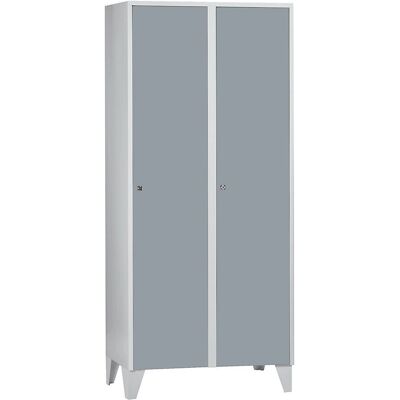 Armario guardarropa Wolf - 2 compartimentos, acero, gris claro RAL 7035 Armario guardarropa Wolf - 2 compartimentos, acero, gris claro RAL 7035