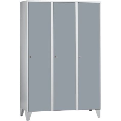 Wolf Umkleideschrank - 1850x1200x500mm, 3 Fächer, Grau-Silber Wolf Umkleideschrank - 1850x1200x500mm, 3 Fächer, Grau-Silber