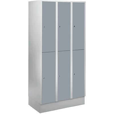 Wolf Schließfachschrank - 6 Fächer, Stahl, Grau, RAL 7001 Wolf Schließfachschrank - 6 Fächer, Stahl, Grau, RAL 7001