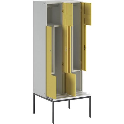 Armario guardarropa Wolf Z - 4 compartimentos, acero, amarillo zinc Armario guardarropa Wolf Z - 4 compartimentos, acero, amarillo zinc