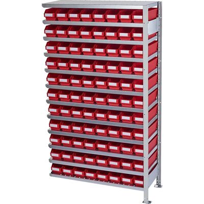 STEMO Modulare Regaleinheit - Verstellbarer Stauraum mit 88 roten Boxen STEMO Modulare Regaleinheit - Verstellbarer Stauraum mit 88 roten Boxen