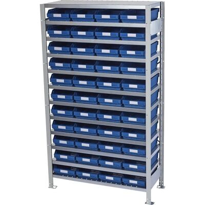 STEMO Stahlregal mit 44 blauen Boxen - Grundmodell 1790mm STEMO Stahlregal mit 44 blauen Boxen - Grundmodell 1790mm