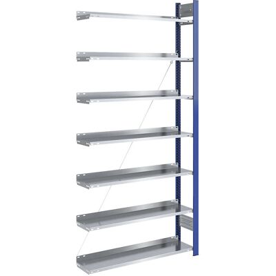 HOFE Verstellbarer Stahl-Aktenregal - Blau, 2350mm, 7 Ablagen HOFE Verstellbarer Stahl-Aktenregal - Blau, 2350mm, 7 Ablagen