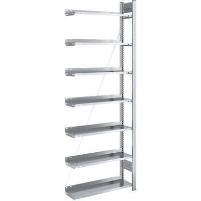 hofe Verstellbares Regalsystem - 2350mm hoch, galvanisiert, 750x300mm hofe Verstellbares Regalsystem - 2350mm hoch, galvanisiert, 750x300mm