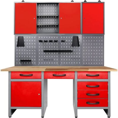 ONDIS24 - Werkstatt-Set - 160 cm - anthrazit/rot - Werkbank ONDIS24 - Werkstatt-Set - 160 cm - anthrazit/rot - Werkbank