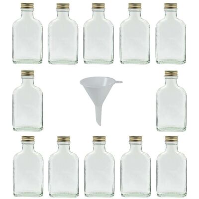 Viva Ensemble de Bouteilles en Verre - 12 Flacons de 100ml avec Entonnoir Viva Ensemble de Bouteilles en Verre - 12 Flacons de 100ml avec Entonnoir