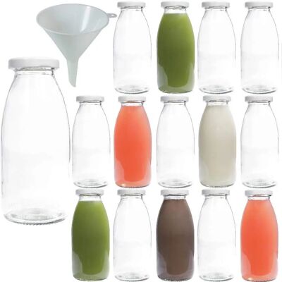 VIVA HAUSHALTSWAREN Glasflaskor för mjölk - 15, 250ml, Vit lock VIVA HAUSHALTSWAREN Glasflaskor för mjölk - 15, 250ml, Vit lock