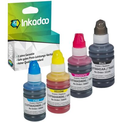 Inkadoo C13T664440 / 664 XL Mehrfarbige Tintenpatrone - Epson EcoTank Reihe Inkadoo C13T664440 / 664 XL Mehrfarbige Tintenpatrone - Epson EcoTank Reihe