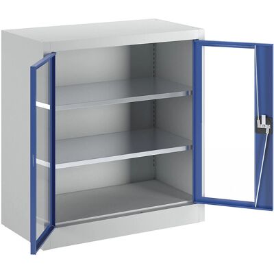 Armoire en acier Mauser - Gris clair / Bleu genciane - 2 étagères - 1016x950x500mm - Publicité Armoire en acier Mauser - Gris clair / Bleu genciane - 2 étagères - 1016x950x500mm - Publicité
