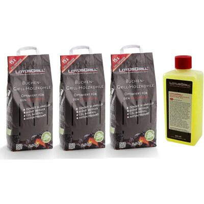 LotusGrill - 3 paquetes de carbón de haya de 2,5 kg con gel - Accesorios para barbacoa LotusGrill - 3 paquetes de carbón de haya de 2,5 kg con gel - Accesorios para barbacoa