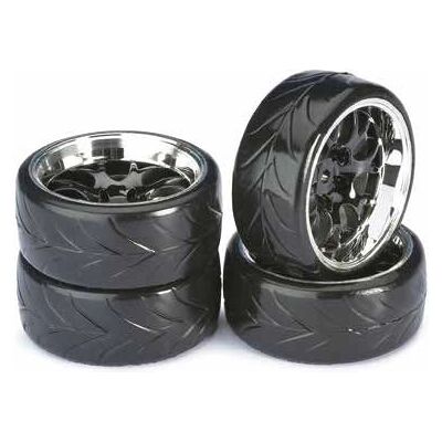Absima 2510040 Ruote RC - Design a nido d'ape nero-cromo - Scala 1:10 Absima 2510040 Ruote RC - Design a nido d'ape nero-cromo - Scala 1:10