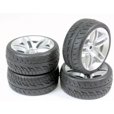 Absima 2510005 Zilveren Onroad RC Auto Bandenset - 1/10 Absima 2510005 Zilveren Onroad RC Auto Bandenset - 1/10