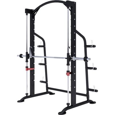 Gorilla Sports Power Rack - Justerbar bänk & Guidet skivstång - Svart Gorilla Sports Power Rack - Justerbar bänk & Guidet skivstång - Svart