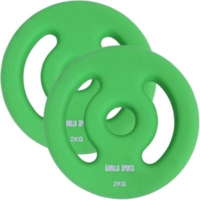 Gorilla Sports Grön 2kg Viktplatta - Viktplattor Gorilla Sports Grön 2kg Viktplatta - Viktplattor
