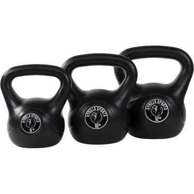 Ensemble de Kettlebell noir Gorilla Sports - 17-30kg - Publicité Ensemble de Kettlebell noir Gorilla Sports - 17-30kg - Publicité