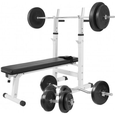 Gorilla Sports Vita Modell 100299-00022-0048 Justerbar Vägträningsbänk - Fitnessutrustning Gorilla Sports Vita Modell 100299-00022-0048 Justerbar Vägträningsbänk - Fitnessutrustning