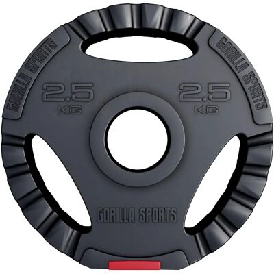 Gorilla Sports PRO 51mm Trigrip Viktskivor - Hållbara, Ljudreducerande, Olika storlekar Gorilla Sports PRO 51mm Trigrip Viktskivor - Hållbara, Ljudreducerande, Olika storlekar