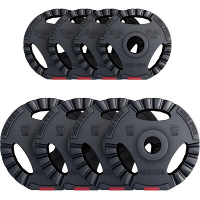 Disques de poids Gorilla Sports 50/51mm 1,25/15kg - PRO Trigrip - Publicité Disques de poids Gorilla Sports 50/51mm 1,25/15kg - PRO Trigrip - Publicité